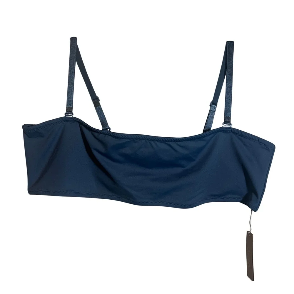 SKIMS Swim Micro Bandeau Bikini Top in Medium Denim Wash, Womens Size 3XL (XXXL)